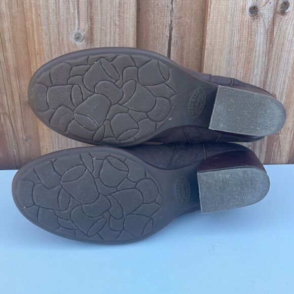 Kork Ease Boots Womens 7.5 Isa Ankle Booties Brown Leather Side Zip Buckle Block - Picture 8 of 10